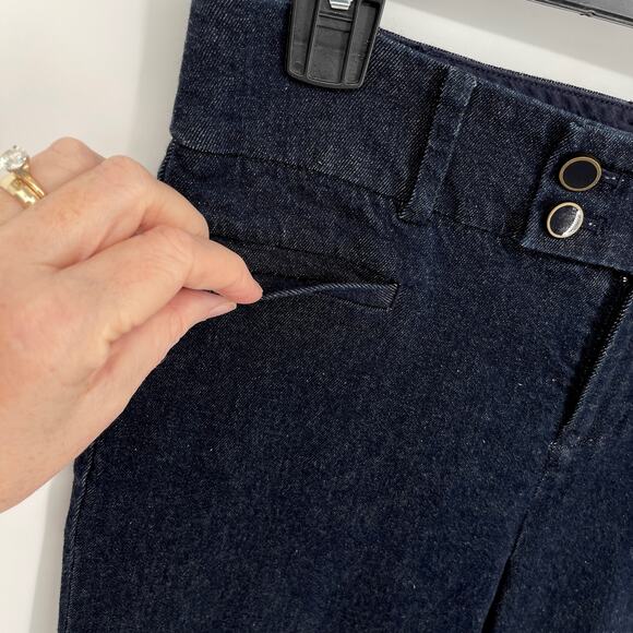 Anthropologie The Essential Slim Jeans Women Sz 2 Dark Wash Split Hem Cropped - Picture 5 of 9